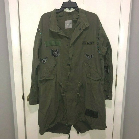 Yeou-Ya Korean Designer Bling Accents Military Field Jacket Look Shirt Jacket - Picture 1 of 4